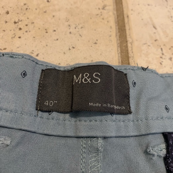 M&S Blue Diamond Print Chino Shorts - Men's Size 40 - Picture 2 of 7